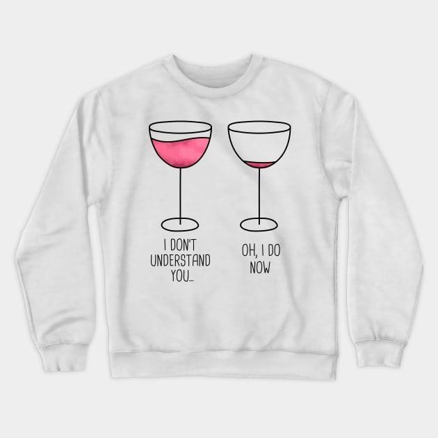 wine drinker funny illustration gift drunk Crewneck Sweatshirt by Wirp